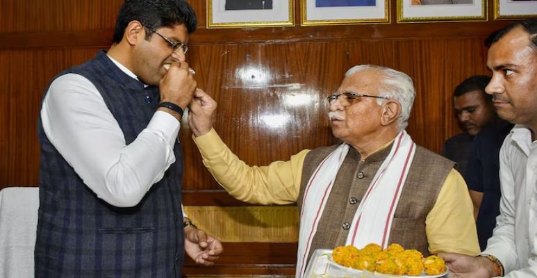 Dushyant Chautala with Manohar Lal Khattar