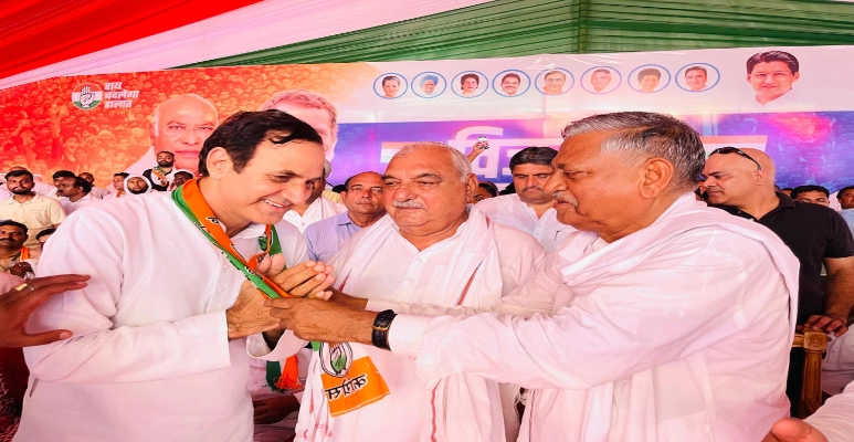 Udai Bhan with Bhupinder Singh Hooda