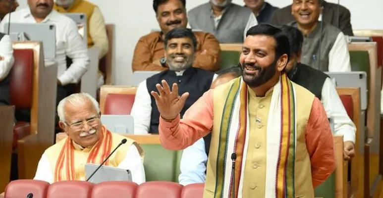 Nayab Singh Saini addressing the state Assembly