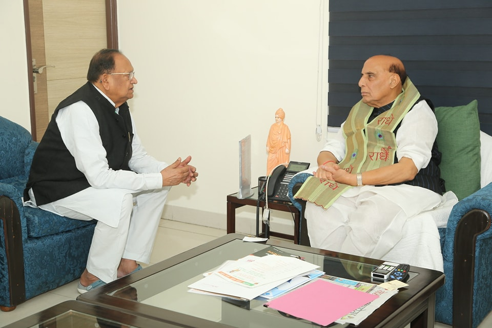 Amrendra Pratap Singh with Defence Minister Rajnath Singh.