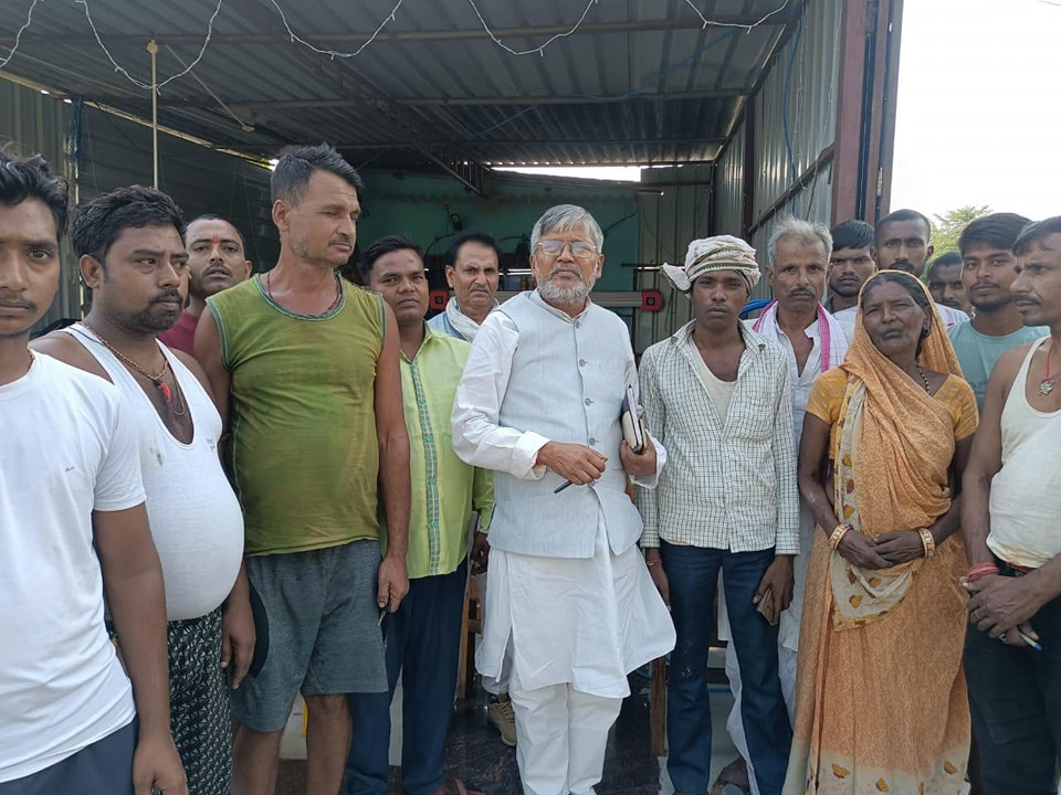 Mishri Lal Yadav Interacting with local villagers and listening to their concerns.