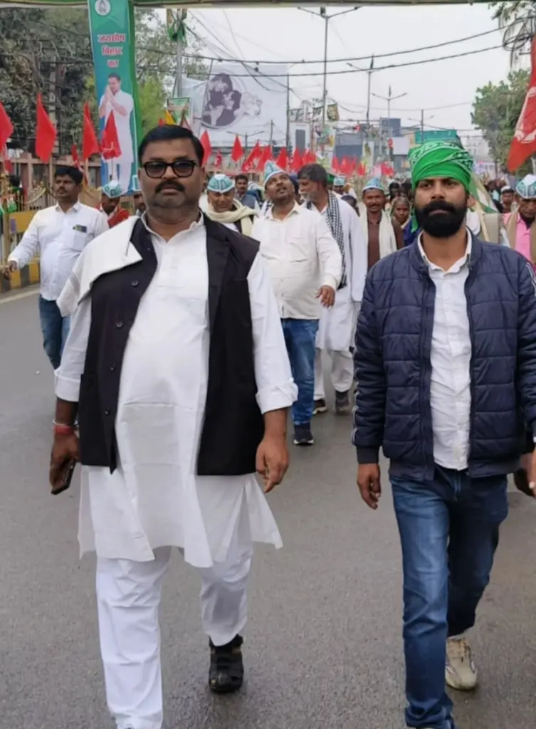 Prashant Kumar protesting on the streets over farmers' and public issues.