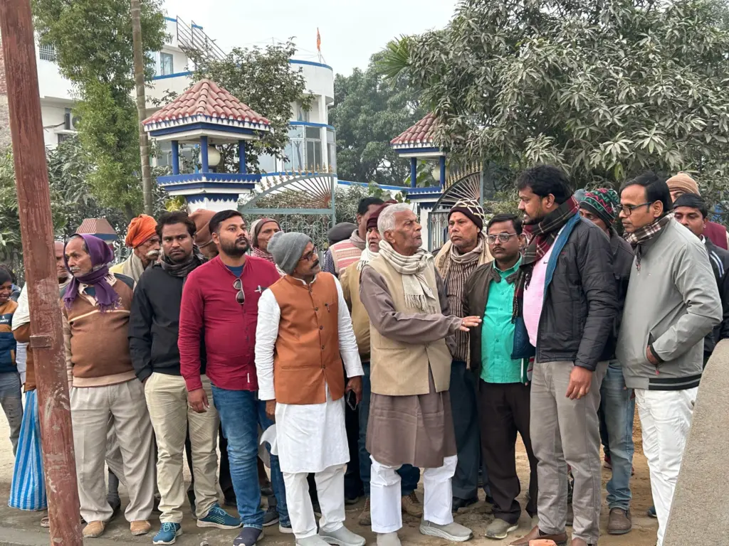 Panna Lal Singh Patel in his constituency, listening to people’s issues